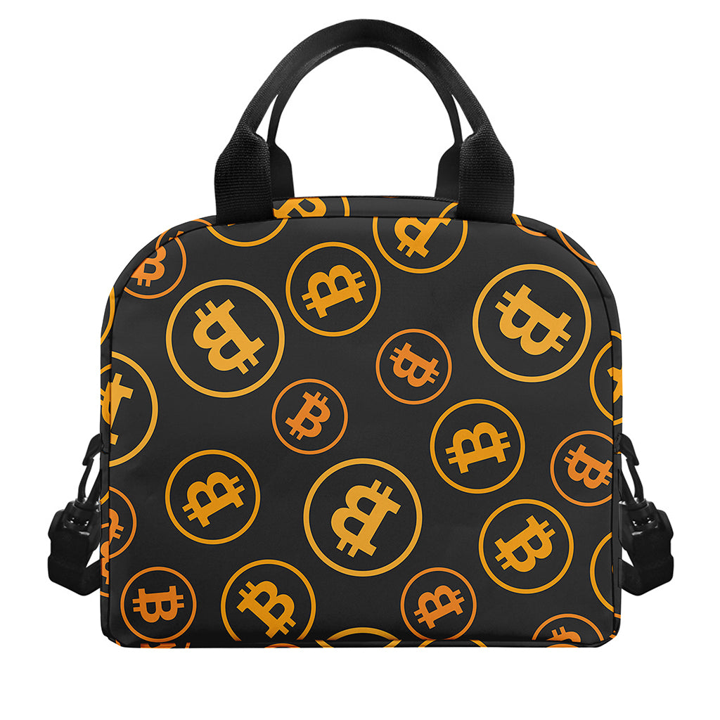 Bitcoin Cryptocurrency Pattern Print Insulated Lunch Bag