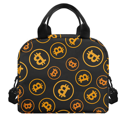 Bitcoin Cryptocurrency Pattern Print Insulated Lunch Bag