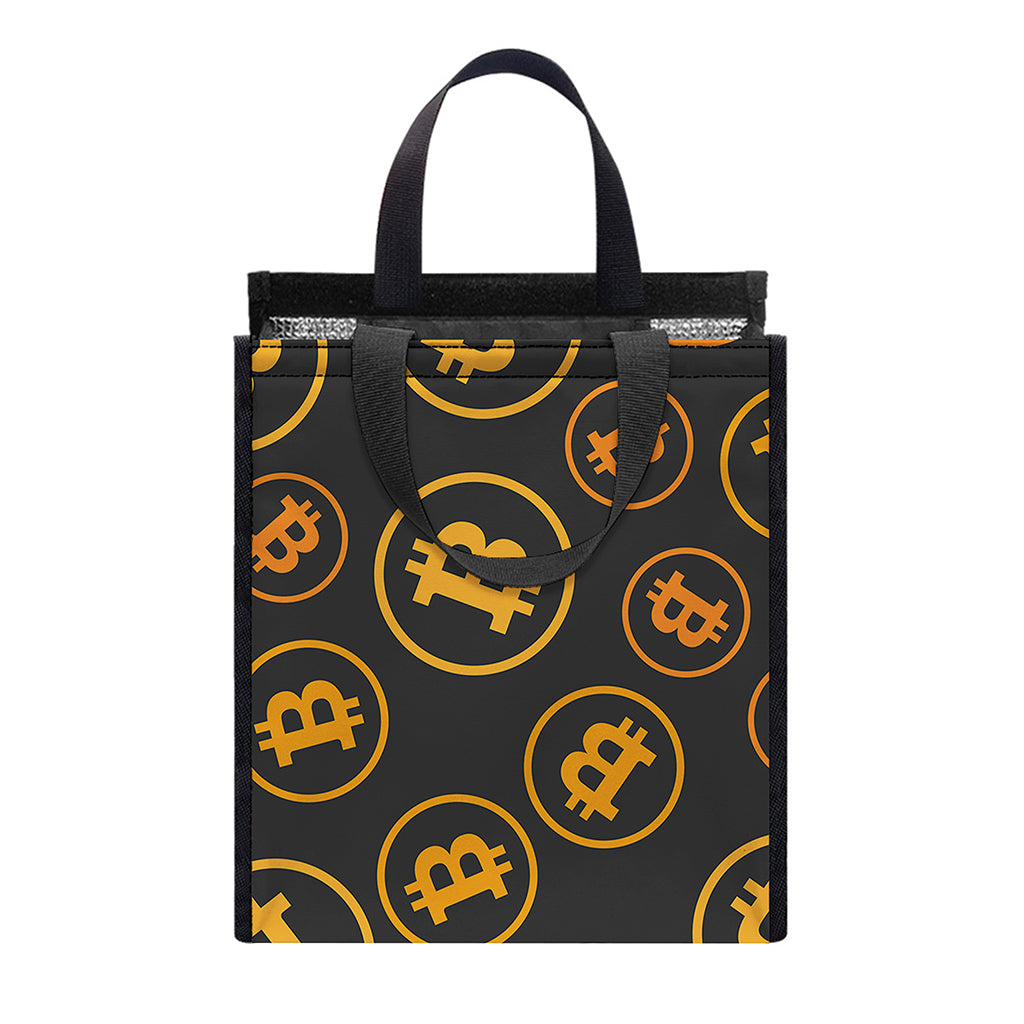 Bitcoin Cryptocurrency Pattern Print Insulated Lunch Tote
