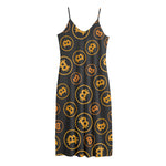 Bitcoin Cryptocurrency Pattern Print Jersey Midi Cami Dress