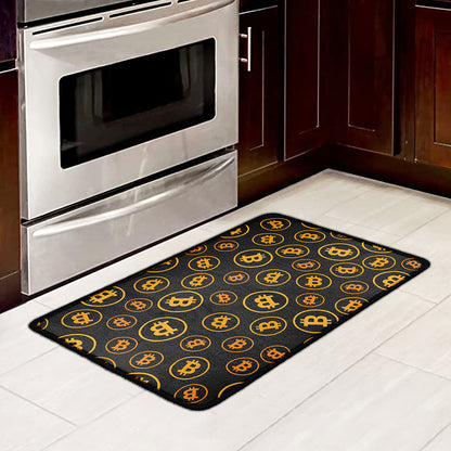 Bitcoin Cryptocurrency Pattern Print Kitchen Mat