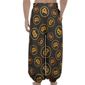 Bitcoin Cryptocurrency Pattern Print Lantern Pants