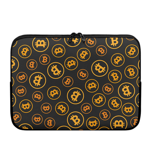 Bitcoin Cryptocurrency Pattern Print Laptop Sleeve
