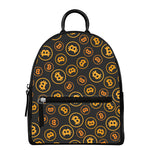 Bitcoin Cryptocurrency Pattern Print Leather Backpack