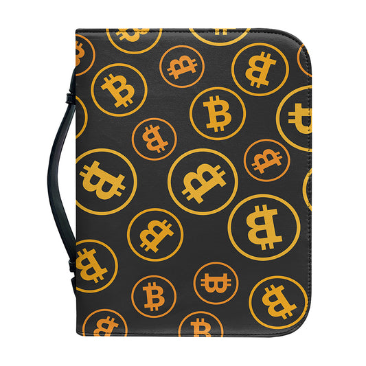 Bitcoin Cryptocurrency Pattern Print Leather Bible Cover