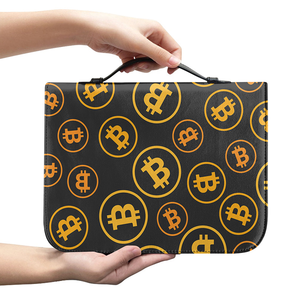 Bitcoin Cryptocurrency Pattern Print Leather Bible Cover