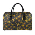 Bitcoin Cryptocurrency Pattern Print Leather Duffel Bag