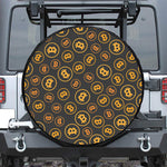 Bitcoin Cryptocurrency Pattern Print Leather Spare Tire Cover