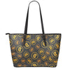 Bitcoin Cryptocurrency Pattern Print Leather Tote Bag