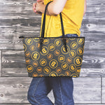 Bitcoin Cryptocurrency Pattern Print Leather Tote Bag