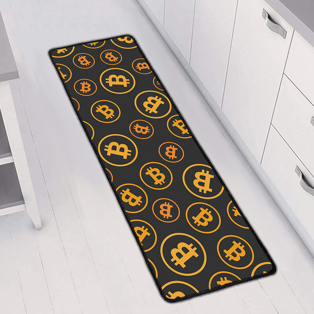Bitcoin Cryptocurrency Pattern Print Long Kitchen Mat
