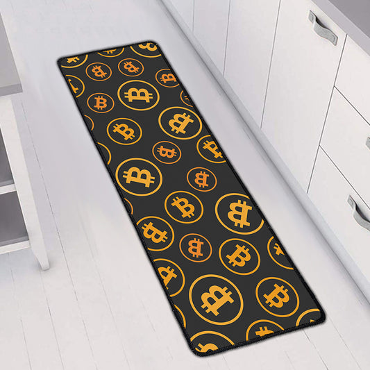 Bitcoin Cryptocurrency Pattern Print Long Kitchen Mat