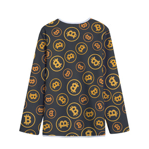 Bitcoin Cryptocurrency Pattern Print Long Sleeve Short Coat