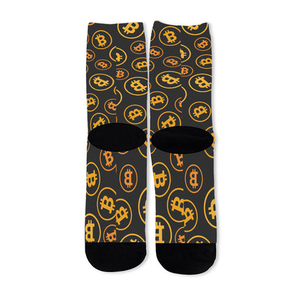 Bitcoin Cryptocurrency Pattern Print Long Socks