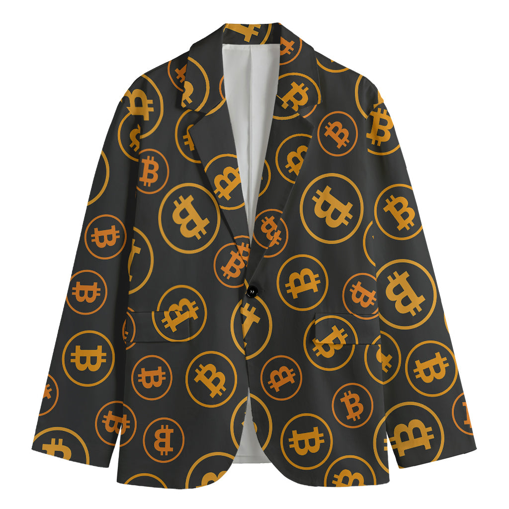 Bitcoin Cryptocurrency Pattern Print Men's Blazer