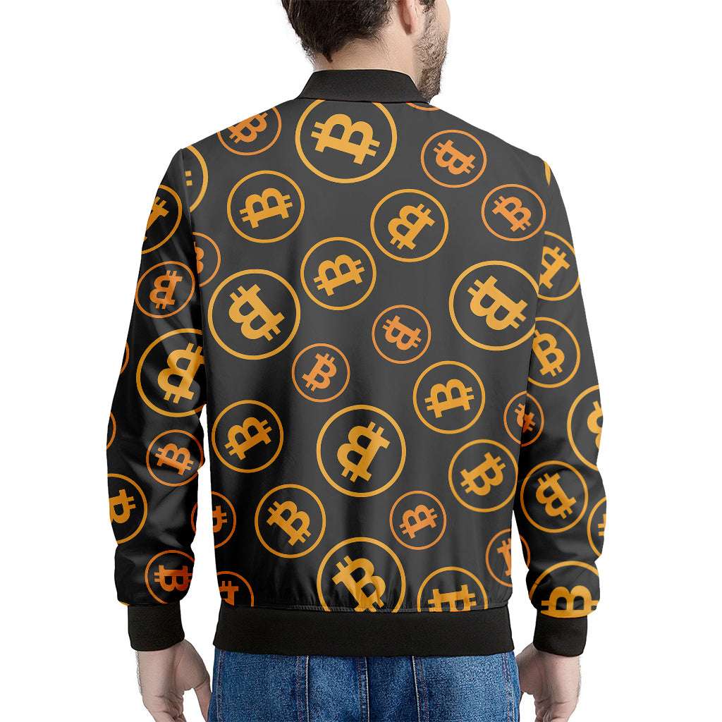 Bitcoin Cryptocurrency Pattern Print Men's Bomber Jacket