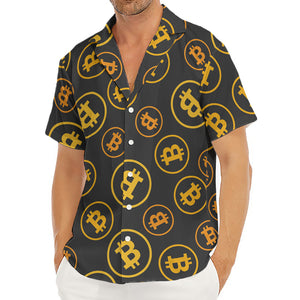 Bitcoin Cryptocurrency Pattern Print Men's Deep V-Neck Shirt