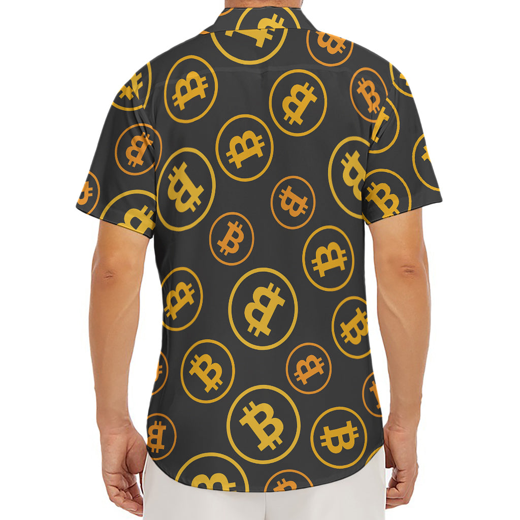 Bitcoin Cryptocurrency Pattern Print Men's Deep V-Neck Shirt