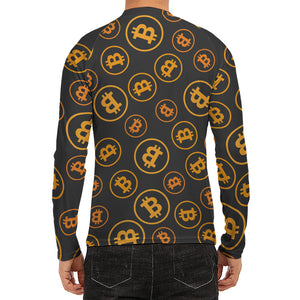 Bitcoin Cryptocurrency Pattern Print Men's Long Sleeve Rash Guard