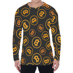 Bitcoin Cryptocurrency Pattern Print Men's Long Sleeve T-Shirt