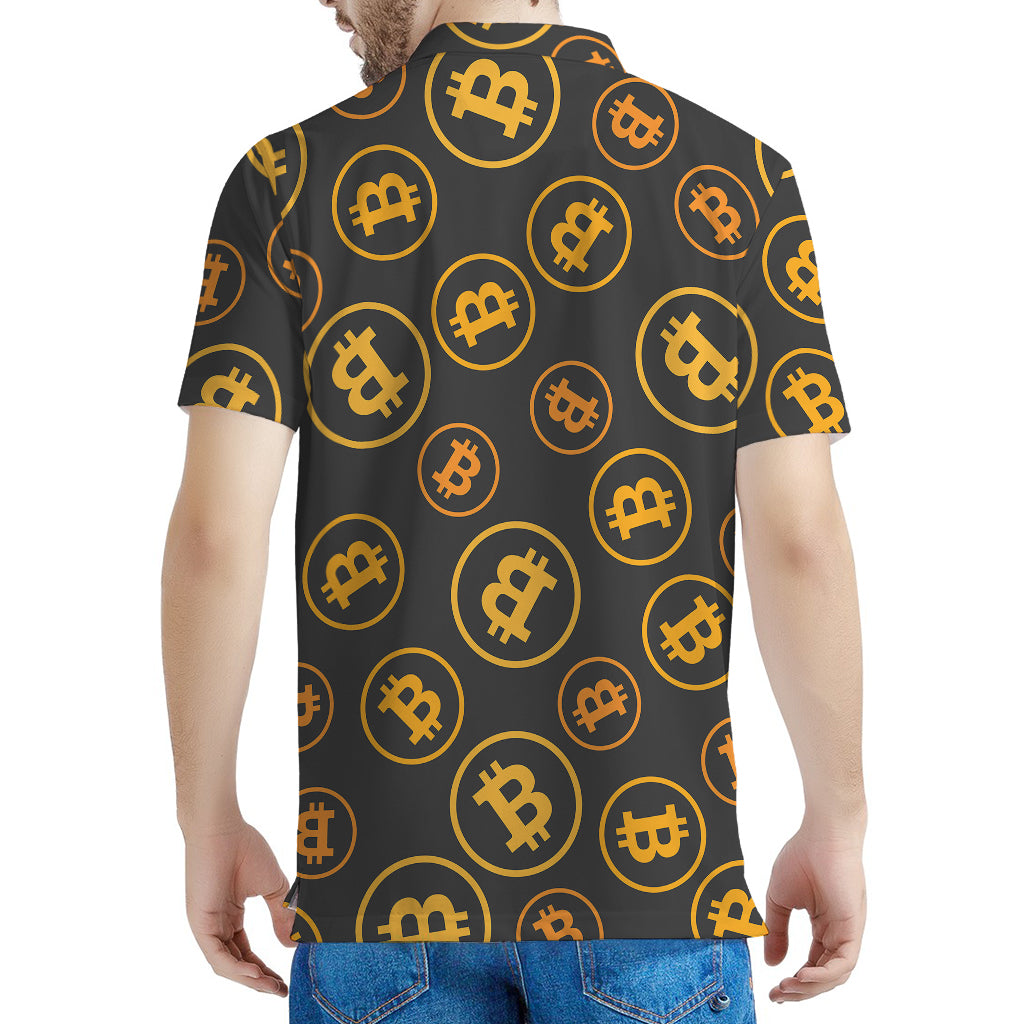 Bitcoin Cryptocurrency Pattern Print Men's Polo Shirt