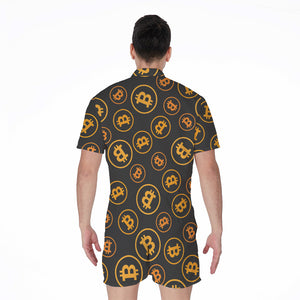 Bitcoin Cryptocurrency Pattern Print Men's Rompers