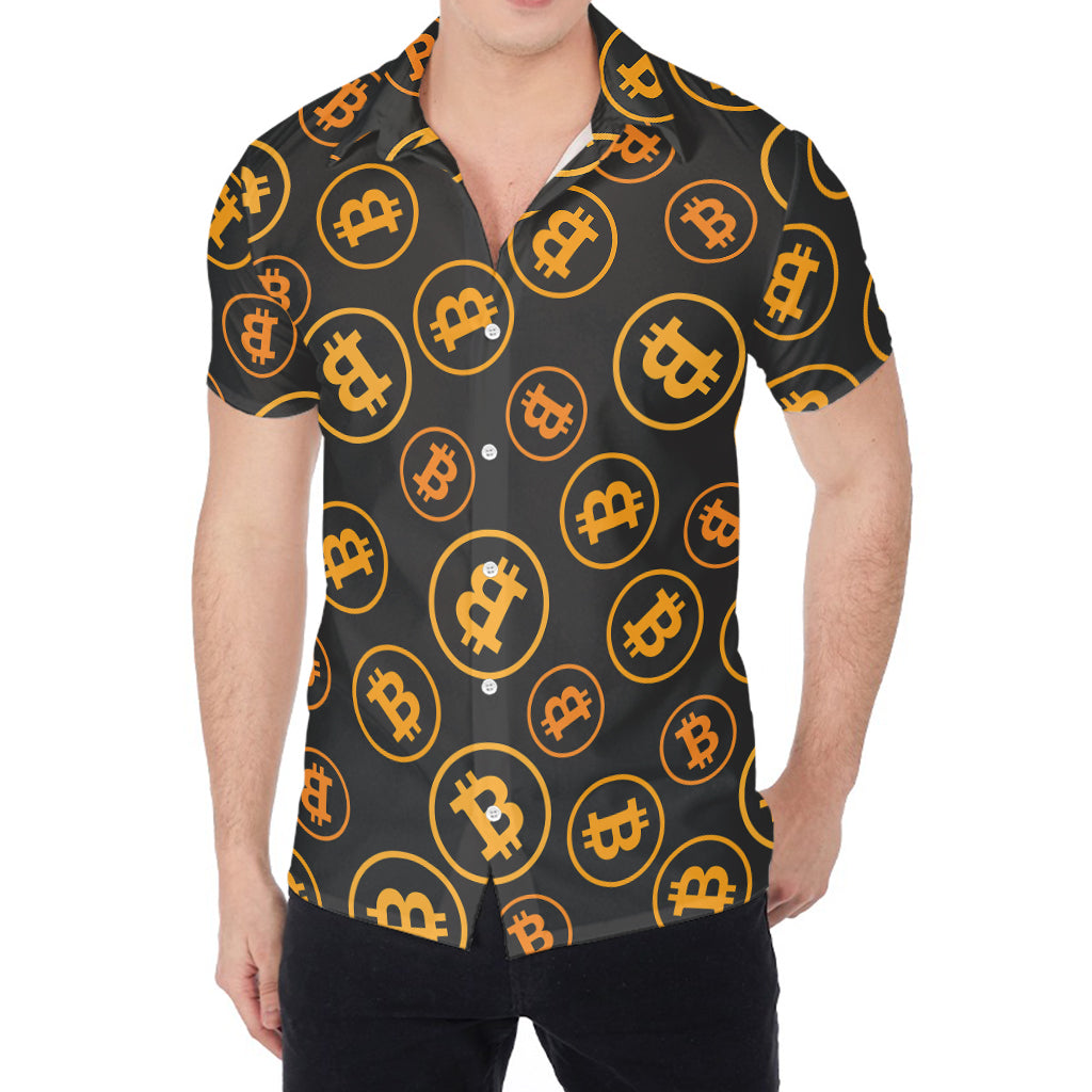 Bitcoin Cryptocurrency Pattern Print Men's Shirt