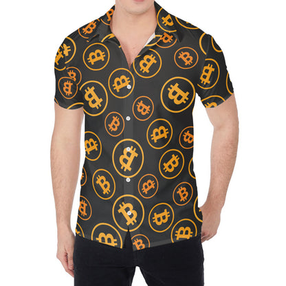 Bitcoin Cryptocurrency Pattern Print Men's Shirt