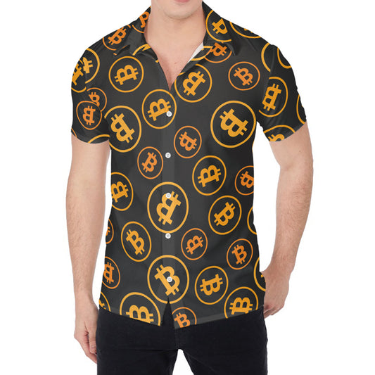 Bitcoin Cryptocurrency Pattern Print Men's Shirt