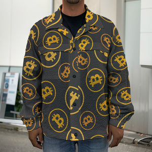 Bitcoin Cryptocurrency Pattern Print Men's Shirt Jacket