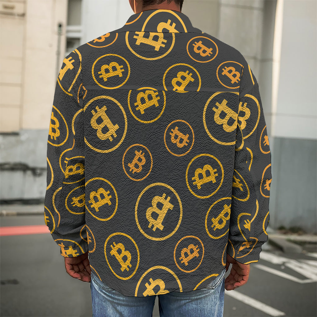 Bitcoin Cryptocurrency Pattern Print Men's Shirt Jacket