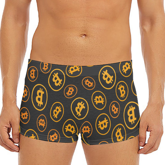 Bitcoin Cryptocurrency Pattern Print Men's Short Boxer Briefs