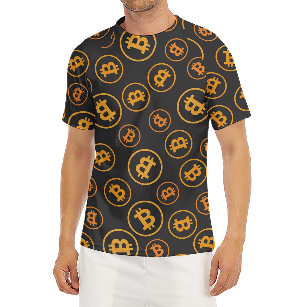 Bitcoin Cryptocurrency Pattern Print Men's Short Sleeve Rash Guard