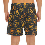 Bitcoin Cryptocurrency Pattern Print Men's Split Running Shorts