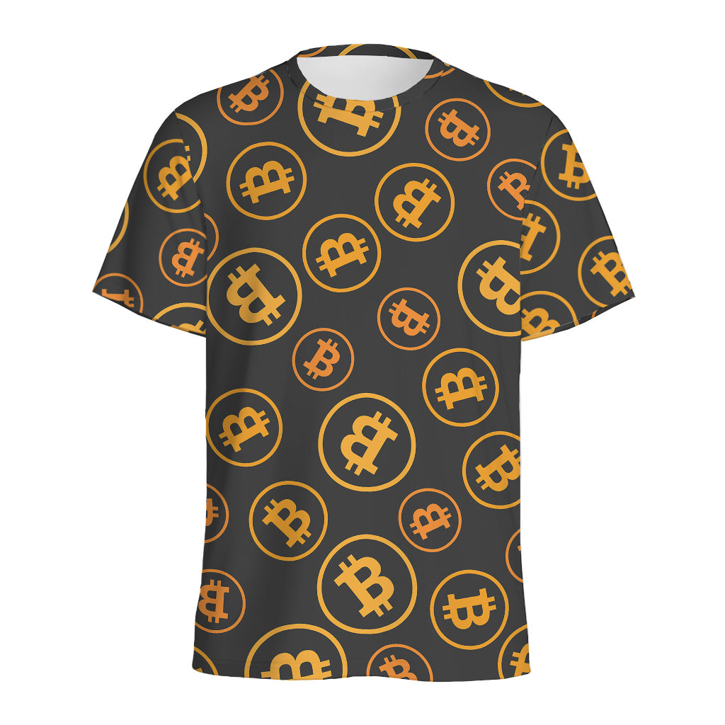 Bitcoin Cryptocurrency Pattern Print Men's Sports T-Shirt