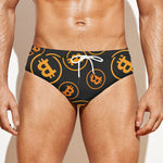 Bitcoin Cryptocurrency Pattern Print Men's Swim Briefs