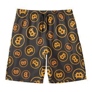 Bitcoin Cryptocurrency Pattern Print Men's Swim Trunks