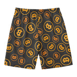 Bitcoin Cryptocurrency Pattern Print Men's Swim Trunks