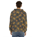 Bitcoin Cryptocurrency Pattern Print Men's Velvet Pullover Hoodie