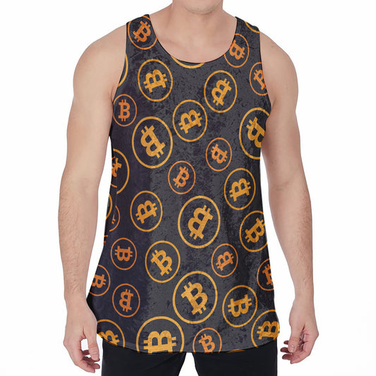 Bitcoin Cryptocurrency Pattern Print Men's Velvet Tank Top