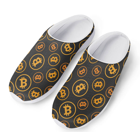 Bitcoin Cryptocurrency Pattern Print Mesh Casual Shoes