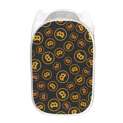 Bitcoin Cryptocurrency Pattern Print Mesh Laundry Hamper