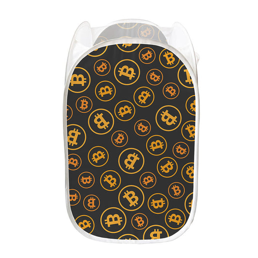 Bitcoin Cryptocurrency Pattern Print Mesh Laundry Hamper
