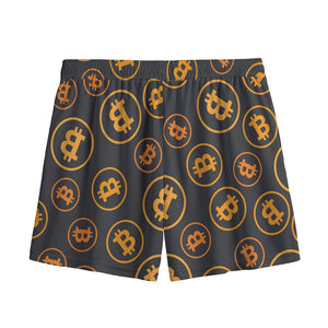 Bitcoin Cryptocurrency Pattern Print Mesh Shorts