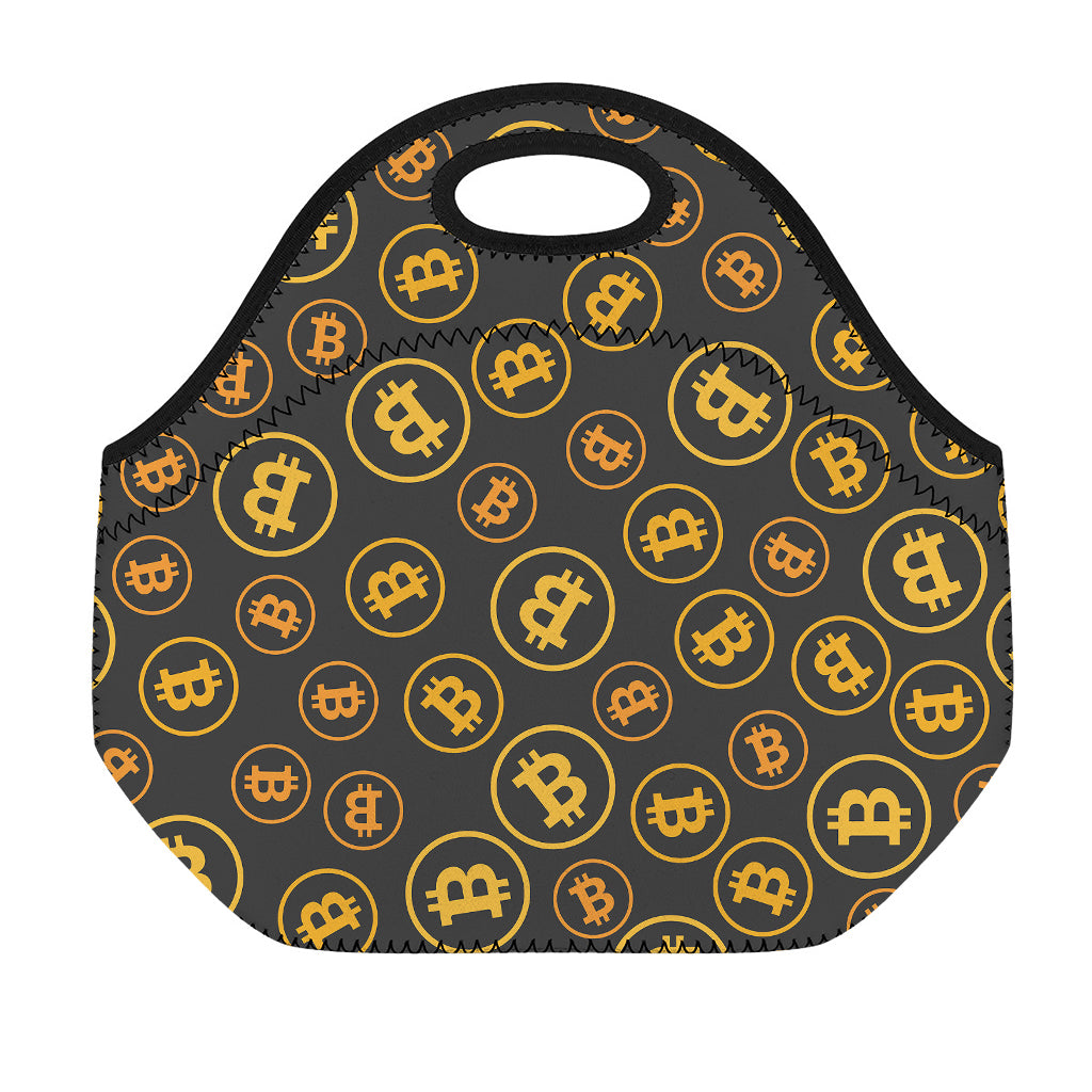 Bitcoin Cryptocurrency Pattern Print Neoprene Lunch Bag