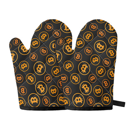 Bitcoin Cryptocurrency Pattern Print Oven Mitts