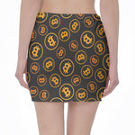 Bitcoin Cryptocurrency Pattern Print Pencil Mini Skirt