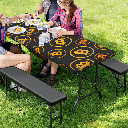 Bitcoin Cryptocurrency Pattern Print Picnic Table Cover