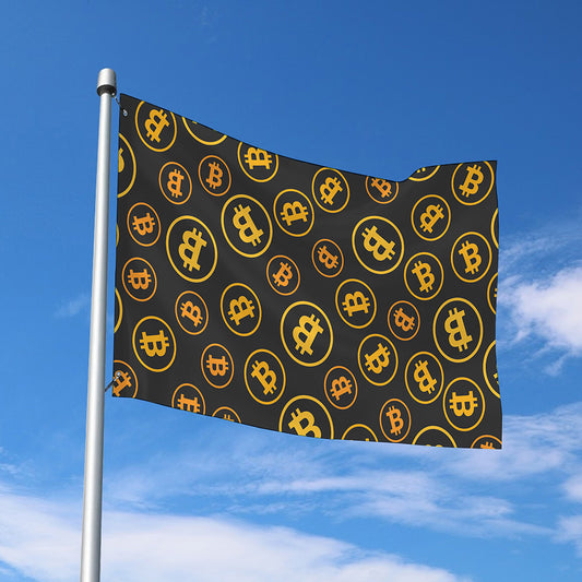 Bitcoin Cryptocurrency Pattern Print Polyester Flag