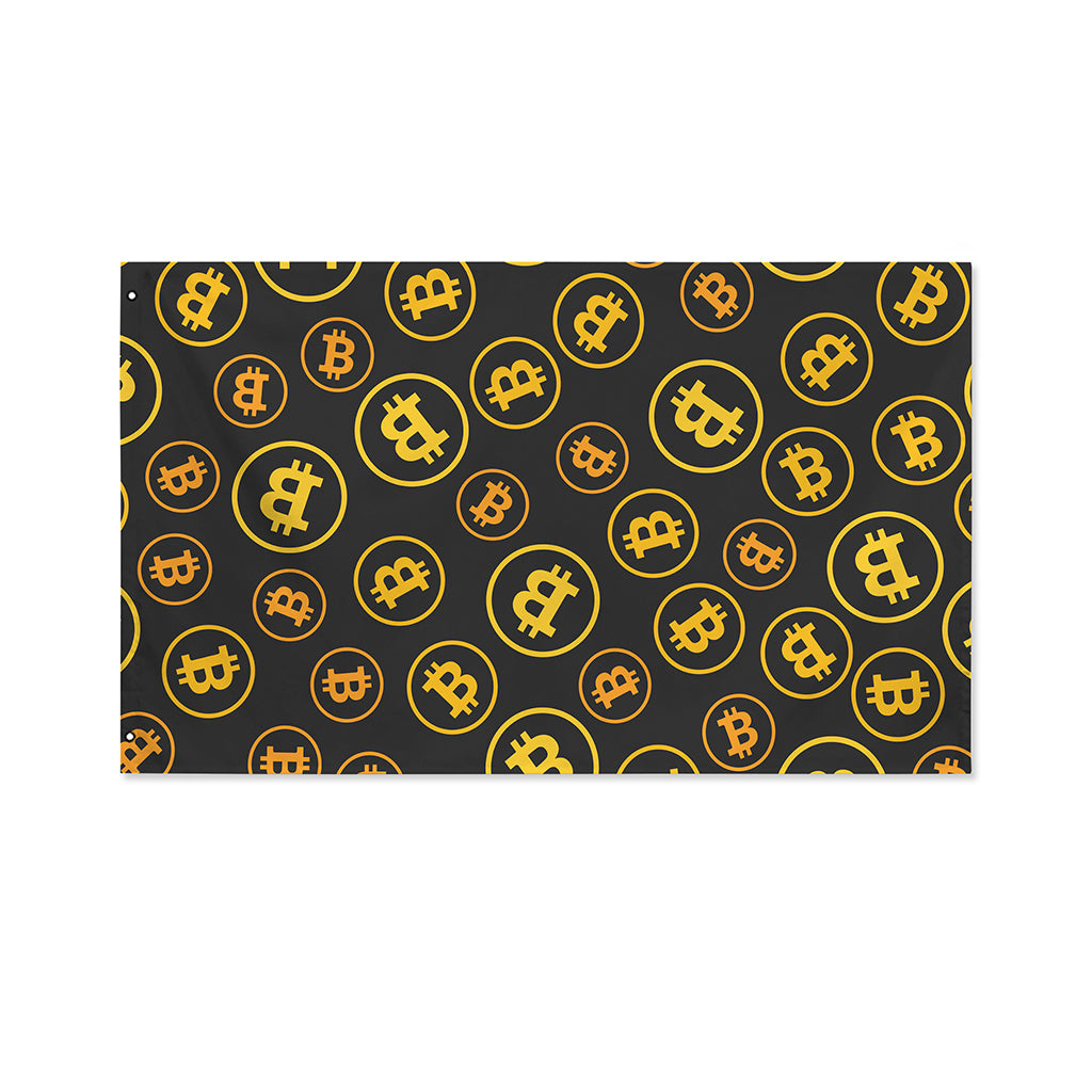 Bitcoin Cryptocurrency Pattern Print Polyester Flag